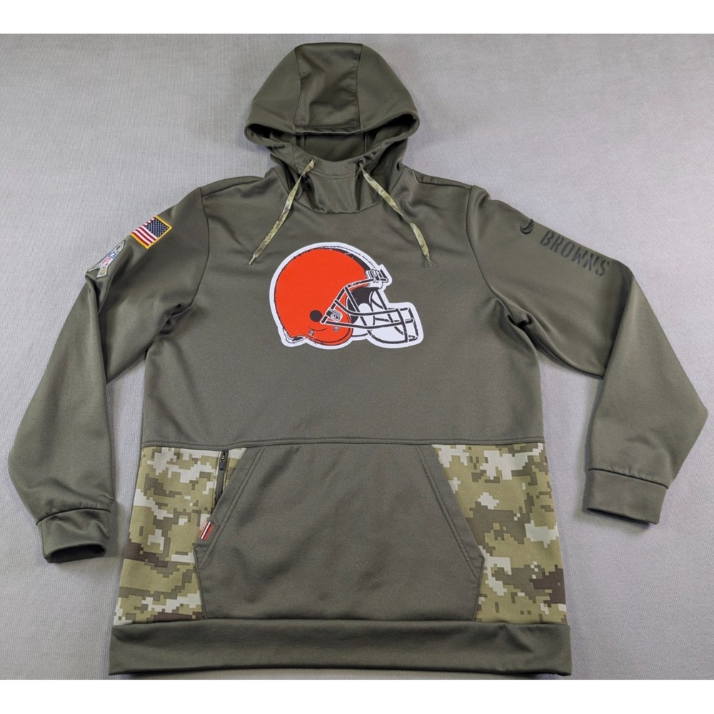Cleveland Browns Hoodie Mens Large Nike Salute To Service Camo Military NFL